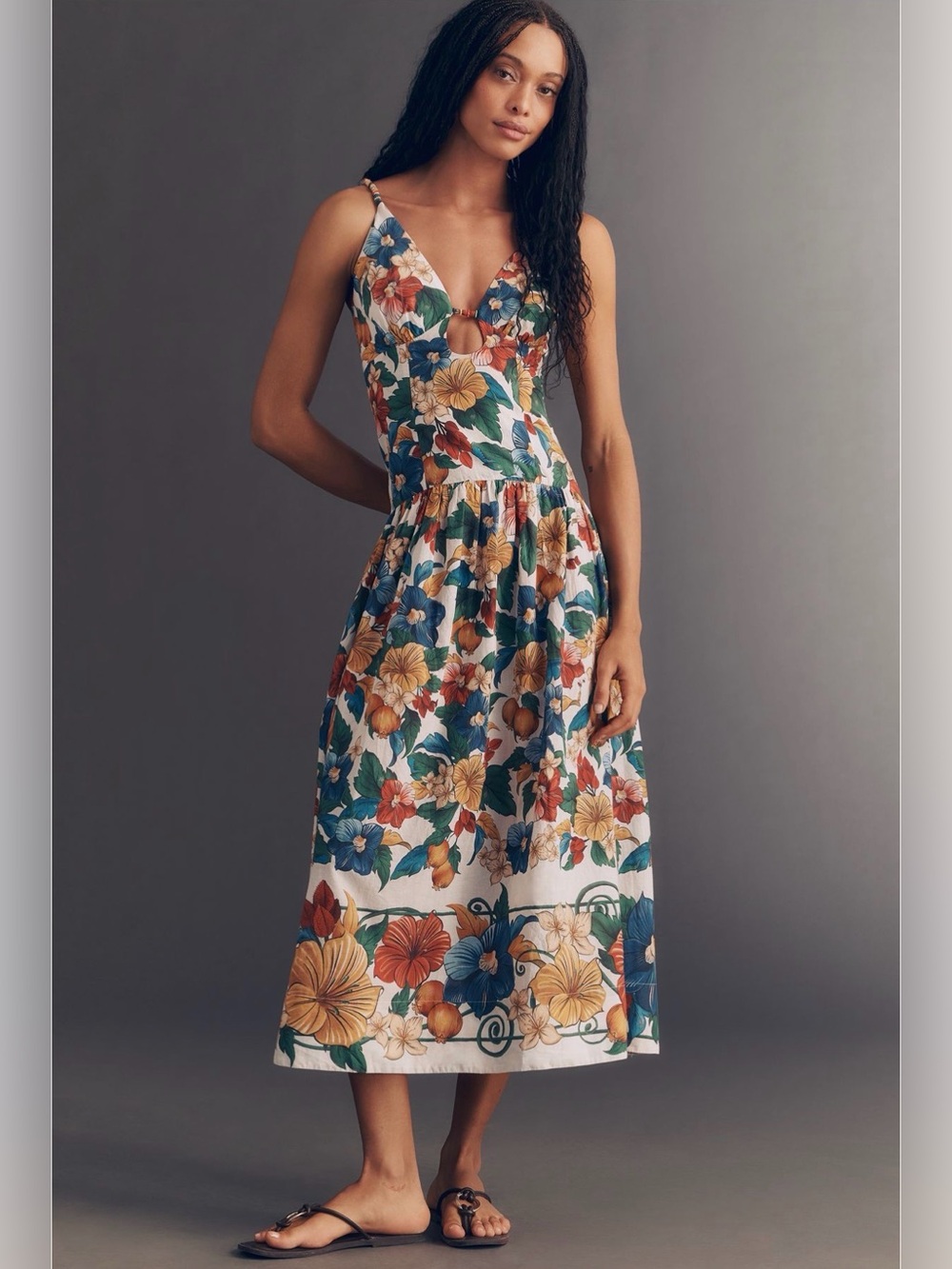 Farm Rio Tropical Cotton Midi Dress NWT